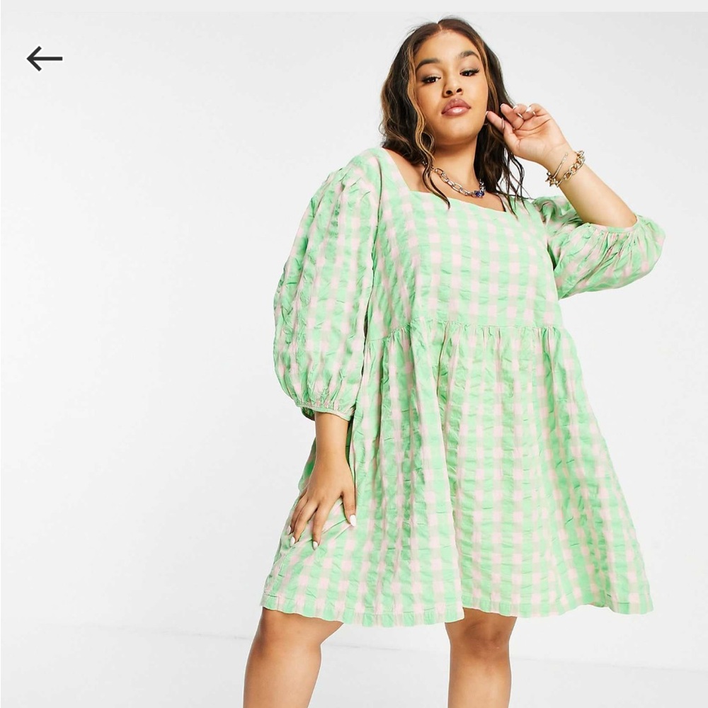 ASOS Curve - Green and Tanish Pink Dress